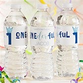 Onederful Boy First Birthday Personalized Water Bottle Labels - 27114