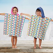 Vibrant Name Personalized Kids Poncho Beach & Pool Towel - 27131