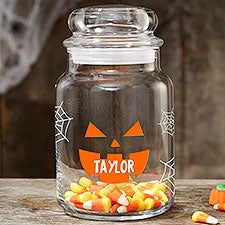 Jack o Lantern Personalized Glass Halloween Treat Jar - 27132
