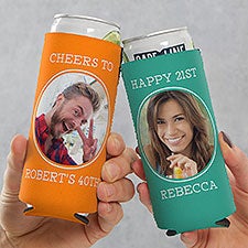 Birthday Photo Message Personalized Slim Can Coolers - 27137