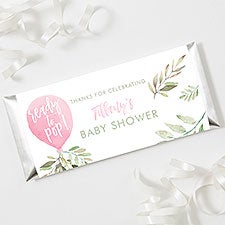 Ready To Pop Personalized Girl Baby Shower Candy Bar Wrappers - 27149