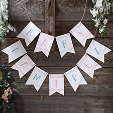 He or She Balloons Personalized Gender Reveal Bunting Banner - 27180