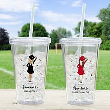 Graduation Girl Personalized 17 oz Acrylic Insulated Tumbler - 27246