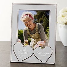 Memorial Double Heart Personalized Silver Picture Frame - 27278
