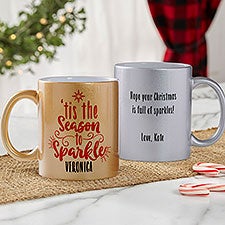 Tis the Season to Sparkle Personalized Glitter Coffee Mugs - 27364
