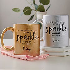 She Leaves a Little Sparkle Personalized Glitter Coffee Mugs - 27367
