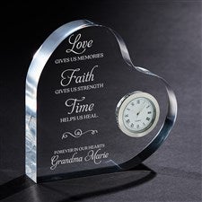 In Memory Custom Engraved Heart Memorial Clock - 27377