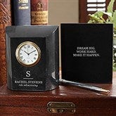 Professional Monogram Personalized Marble Desk Clock - 27389