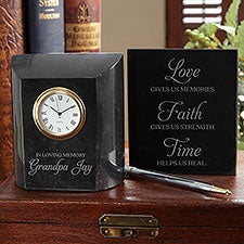 Memorial Personalized Marble Desk Clock - 27390
