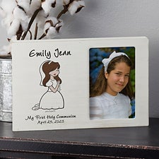 Personalized First Communion Whitewashed Frame for Girls - 27393
