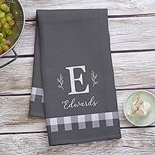 Black  White Buffalo Check Personalized Waffle Weave Kitchen Towel - 27404
