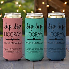 Sip Sip Hooray Personalized Engagement Slim Can Cooler - 27420