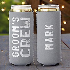 Grooms Crew Personalized Wedding Slim Can Cooler - 27422