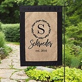 Laurel Monogram Personalized Burlap Garden Flag - 27436