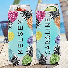 Pineapple Party Personalized Slim Can Cooler - 27447