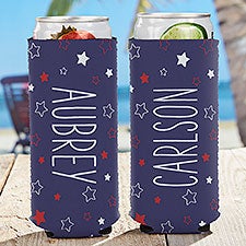 Stars & Stripes Personalized Slim Can Cooler - 27452