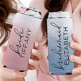 Watercolor Bridesmaid Personalized Wedding Slim Can Cooler - 27455