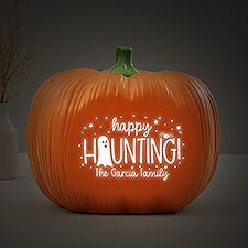 Happy Haunting Personalized Halloween Light Up Resin Pumpkin - 27459