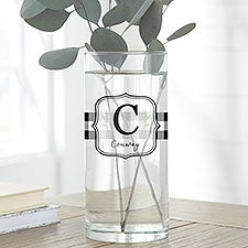 Black & White Buffalo Check Personalized Glass Flower Vase - 27467