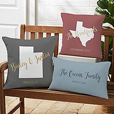 State Pride Personalized Outdoor Throw Pillows - 27473