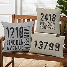 Rustic Address Personalized Outdoor Throw Pillows - 27474