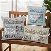 Porch Rules Personalized Outdoor Throw Pillows - 27477