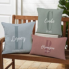 Farmhouse Initial Personalized Outdoor Throw Pillows - 27482