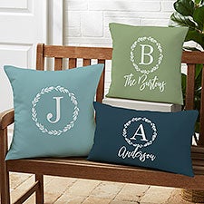 Laurel Monogram Personalized Outdoor Throw Pillows - 27483