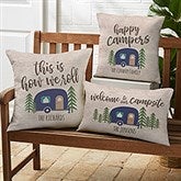 Happy Camper Personalized Outdoor Throw Pillows - 27498