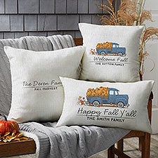 Classic Fall Vintage Truck Personalized Outdoor Throw Pillows - 27504