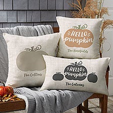 Hello Pumpkin Personalized Outdoor Throw Pillows - 27505