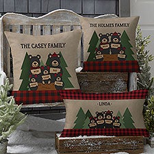 Holiday Bear Family Personalized Outdoor Throw Pillows - 27510