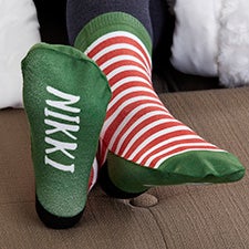 Striped Holiday Personalized Kids Socks - 27559