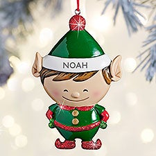 Boy Christmas Elf Personalized Ornament - 27722