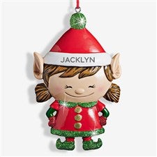 Girl Christmas Elf Personalized Ornament - 27723