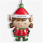 Girl Christmas Elf Personalized Ornament - 27723