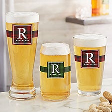 Christmas Plaid Personalized Christmas Beer Glasses - 27793