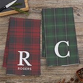 Christmas Plaid Personalized Waffle Weave Kitchen Towel - 27796