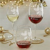 Festive Foliage Engraved Christmas Wine Glasses - 27799