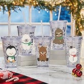 Holly Jolly Characters Personalized Insulated Acrylic Tumblers - 27801