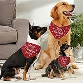 Happy Pawlidays Personalized Red & White Christmas Dog Bandanas - 27840