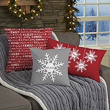 Snowflake Family Personalized Christmas Throw Pillows - 27860