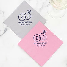 Wedding Rings Personalized Cocktail Napkins - 27979D