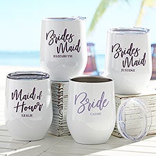 Classic Elegance Bridesmaid Personalized Stainless Stemless Wine Cup - 28008