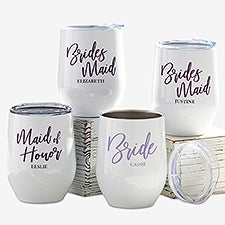 Classic Elegance Bridesmaid Personalized Stainless Stemless Wine Cup - 28008