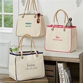 Scripty Style Embroidered Canvas Rope Totes - 28033