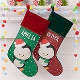Holly Jolly Characters Personalized Penguin Christmas Stockings - 28055