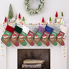 Holly Jolly Reindeer Personalized Christmas Stockings - 28056