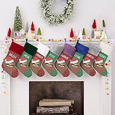 Holly Jolly Characters Personalized Sloth Christmas Stockings - 28057
