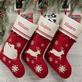 Nostalgic Noel Embroidered Christmas Stockings - 28058